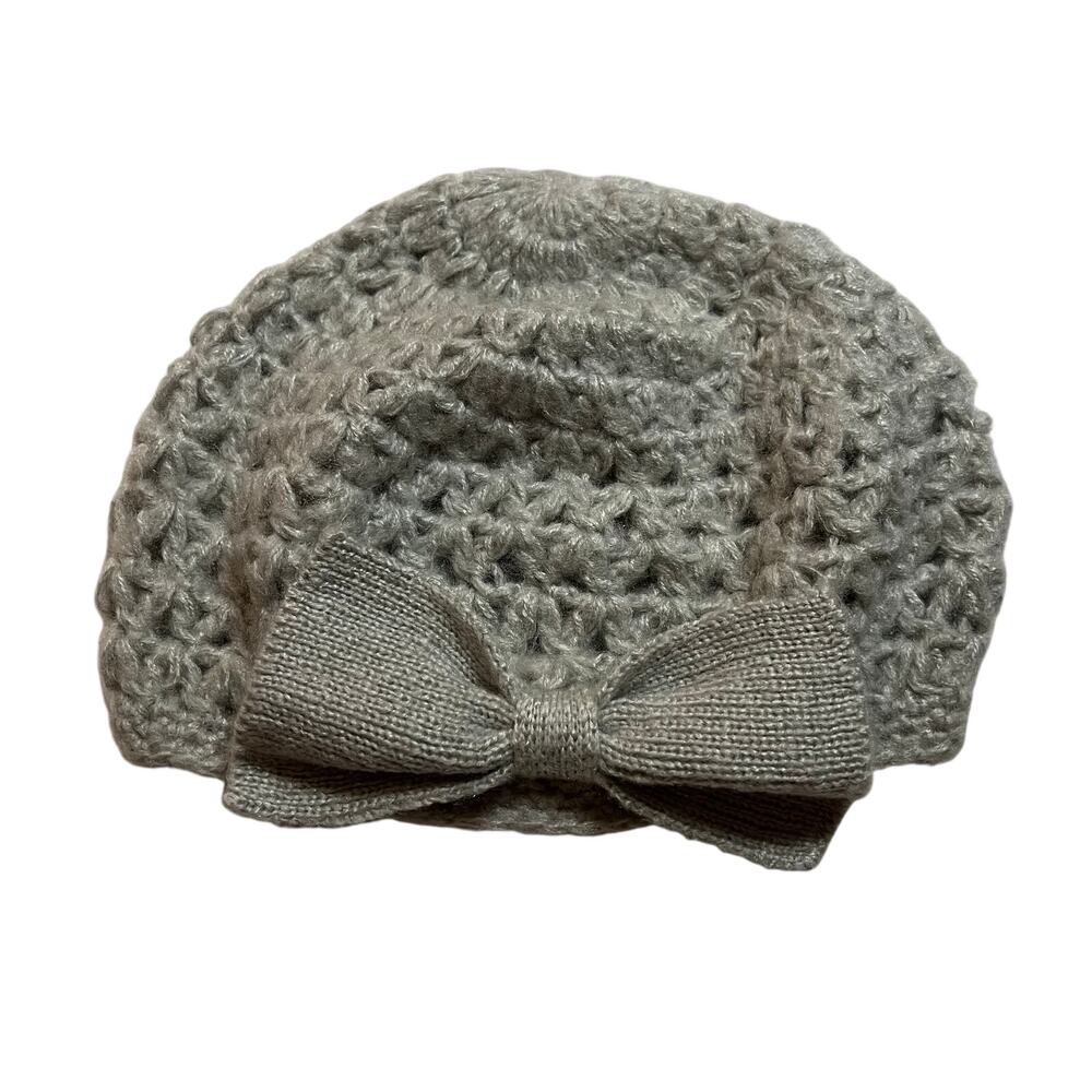 Forever 21 Open Knit Beanie w/ Bow Size O/S Cozy Feminine Girly Coquette Winter